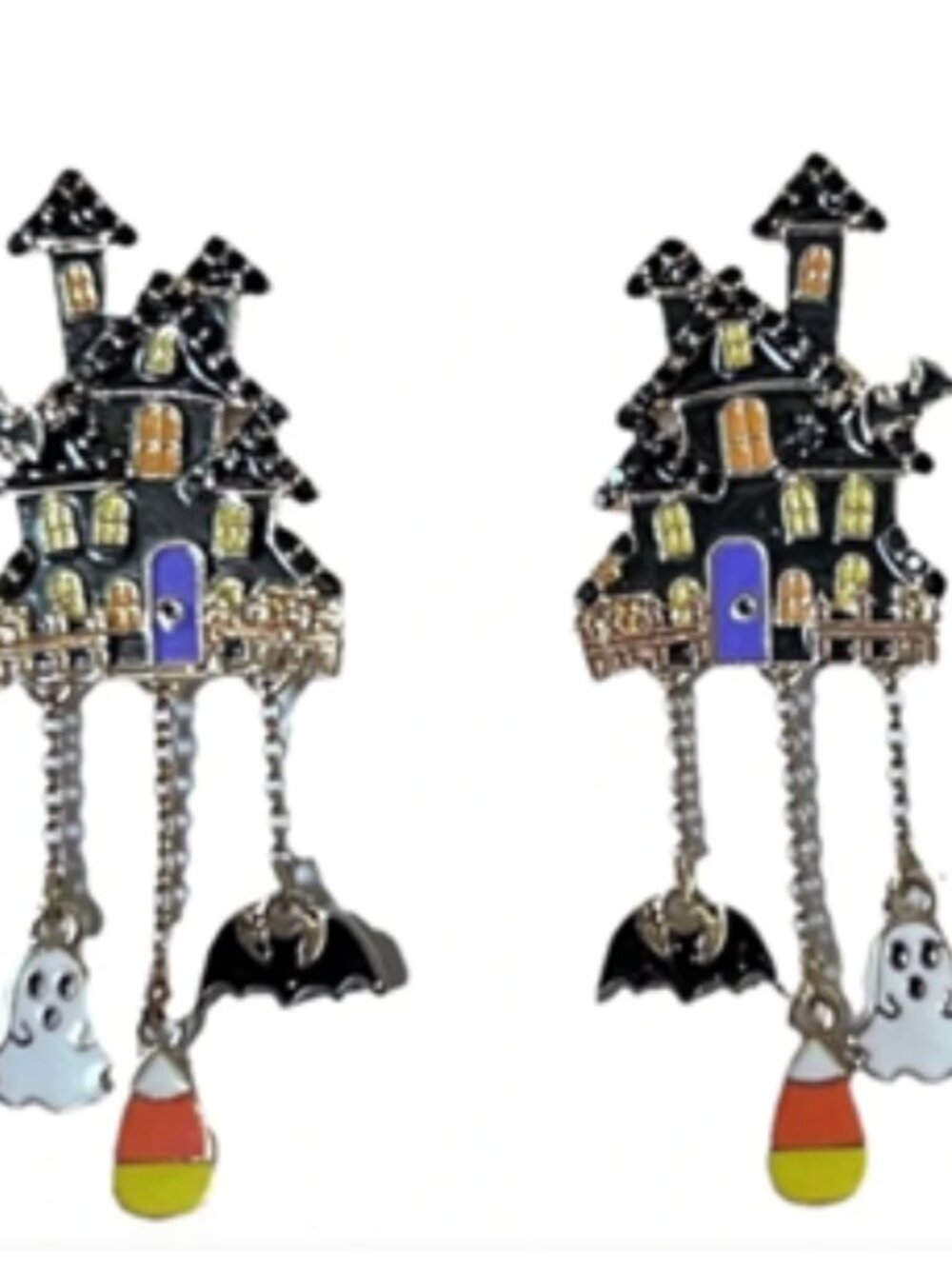 BaubleBar Afterlife Activities Haunted House Dangle Drop Earrings Ghost Bat NEW